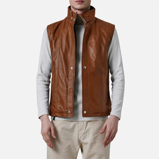 Zane Brown Leather Vest for Men