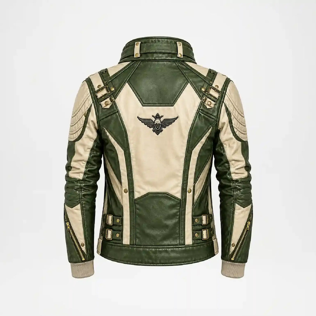 Back view of Leather Racing Jacket mens  
