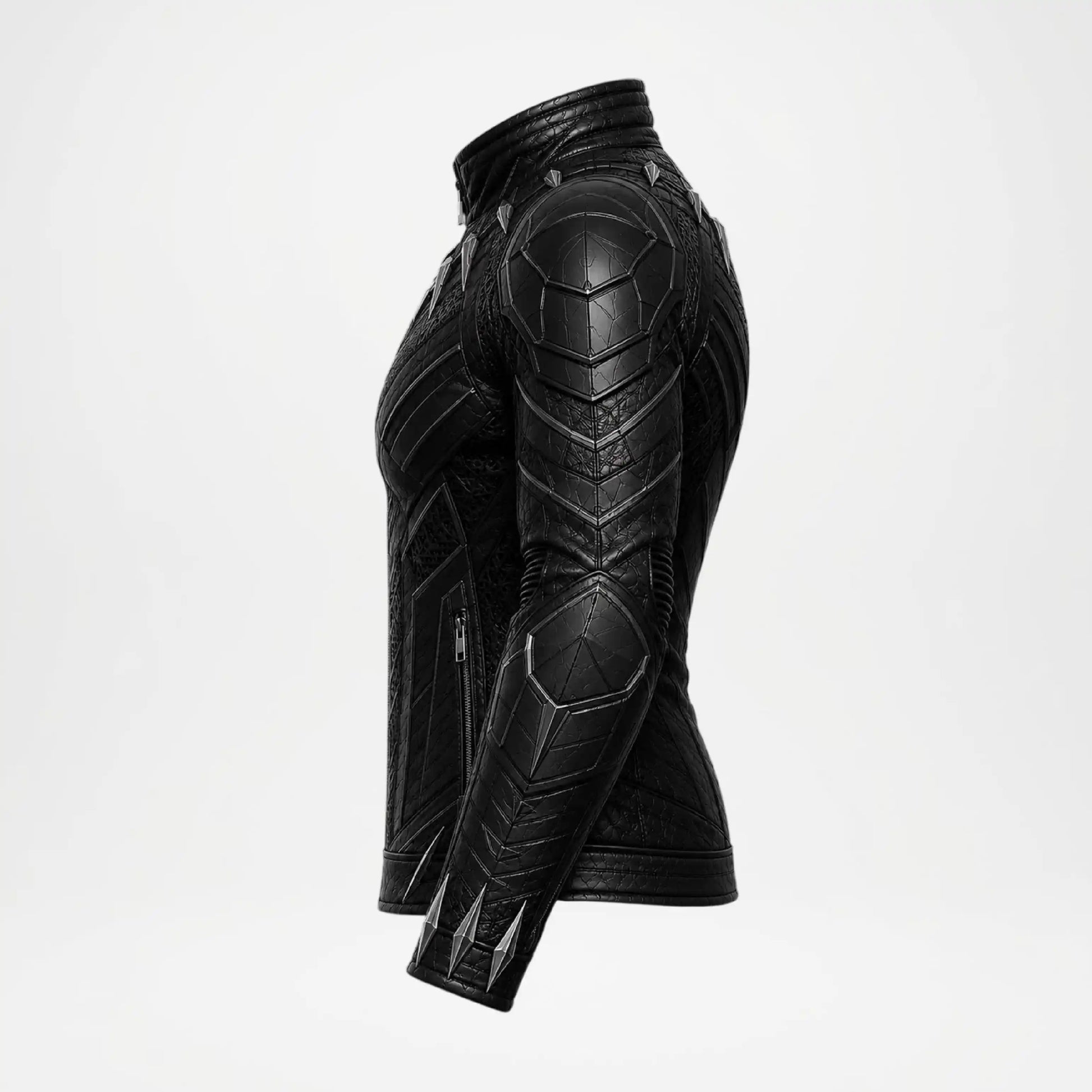 Side profile of Black Panther Leather Jacket for Men