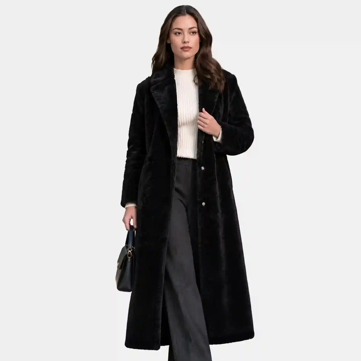 black faux fur coat​ women