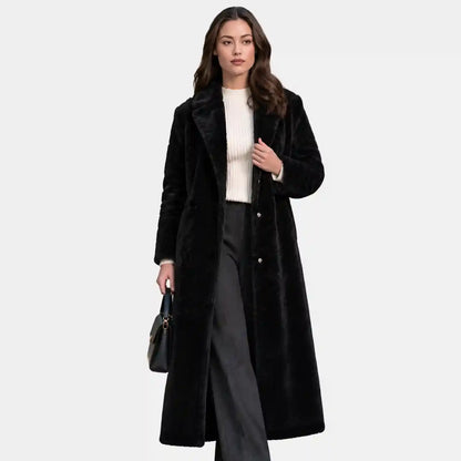 black faux fur coat​ women
