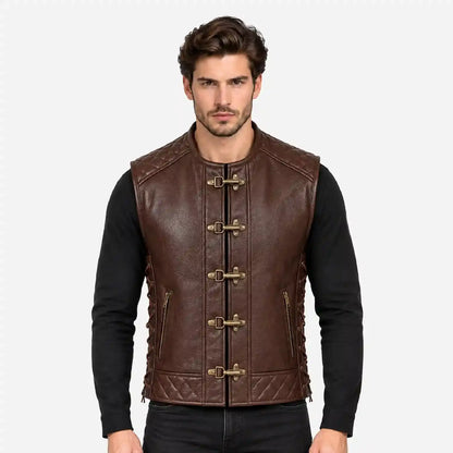 brown leather vest for men 