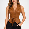 brown leather vest womens​