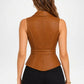back view of brown leather vest womens​