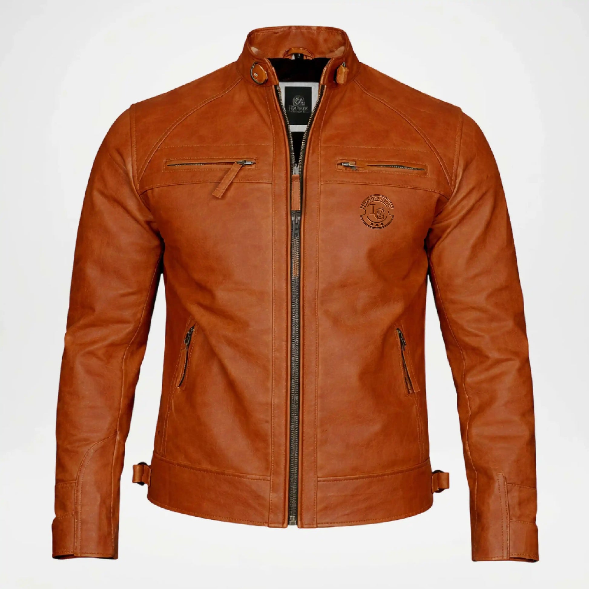 brown quilted moto jacket

