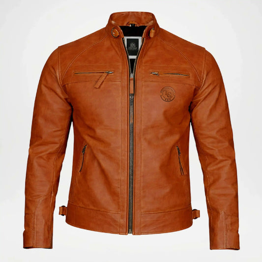 brown quilted moto jacket
