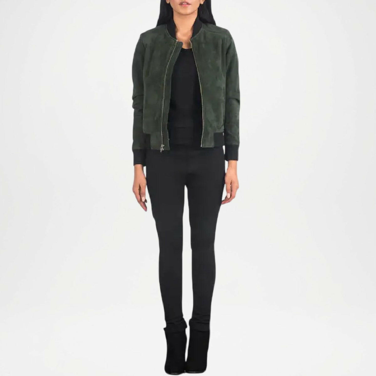 green bomber jacket women