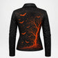 back view of halloween printed leather jacket