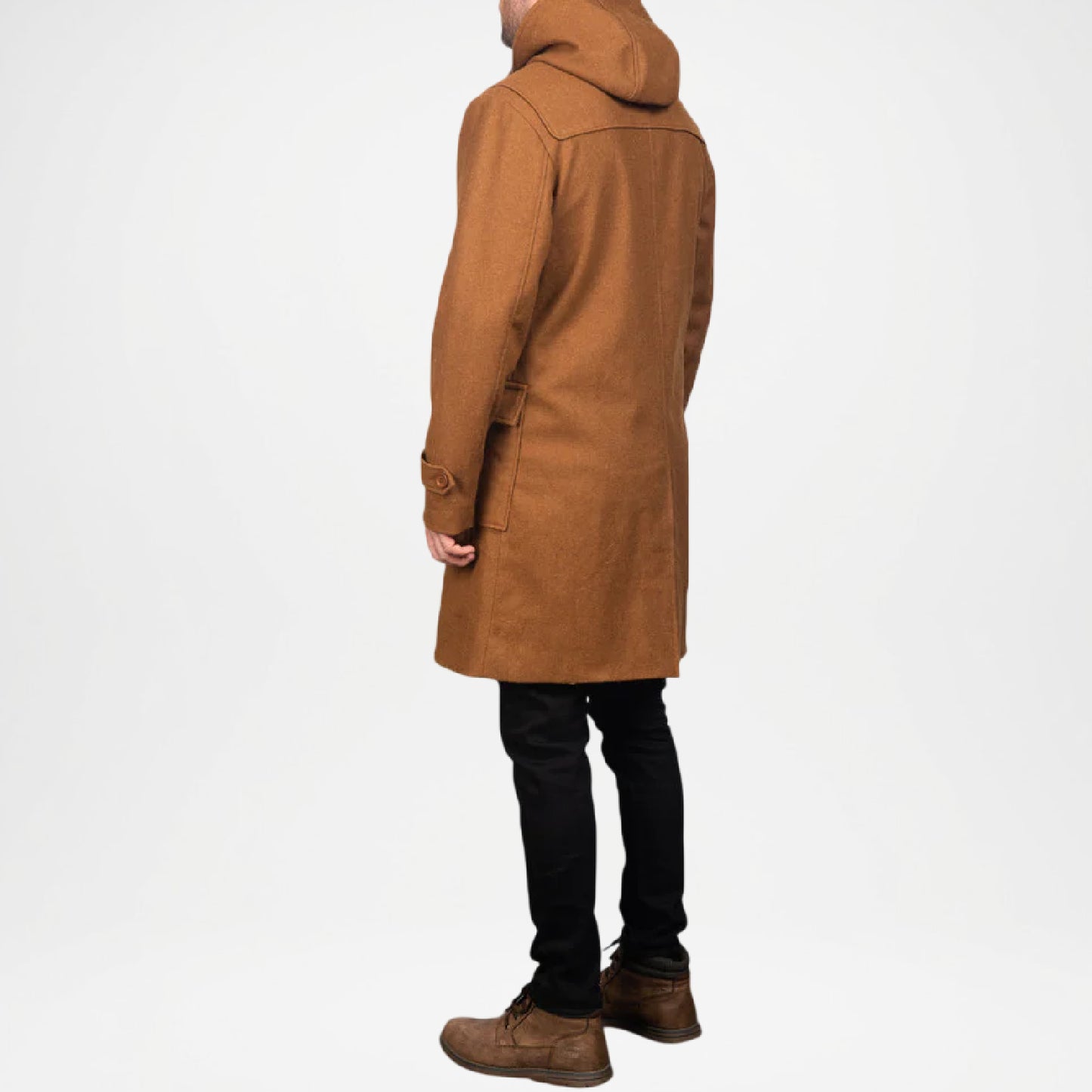 Brown Hooded Duffle Coat for Men