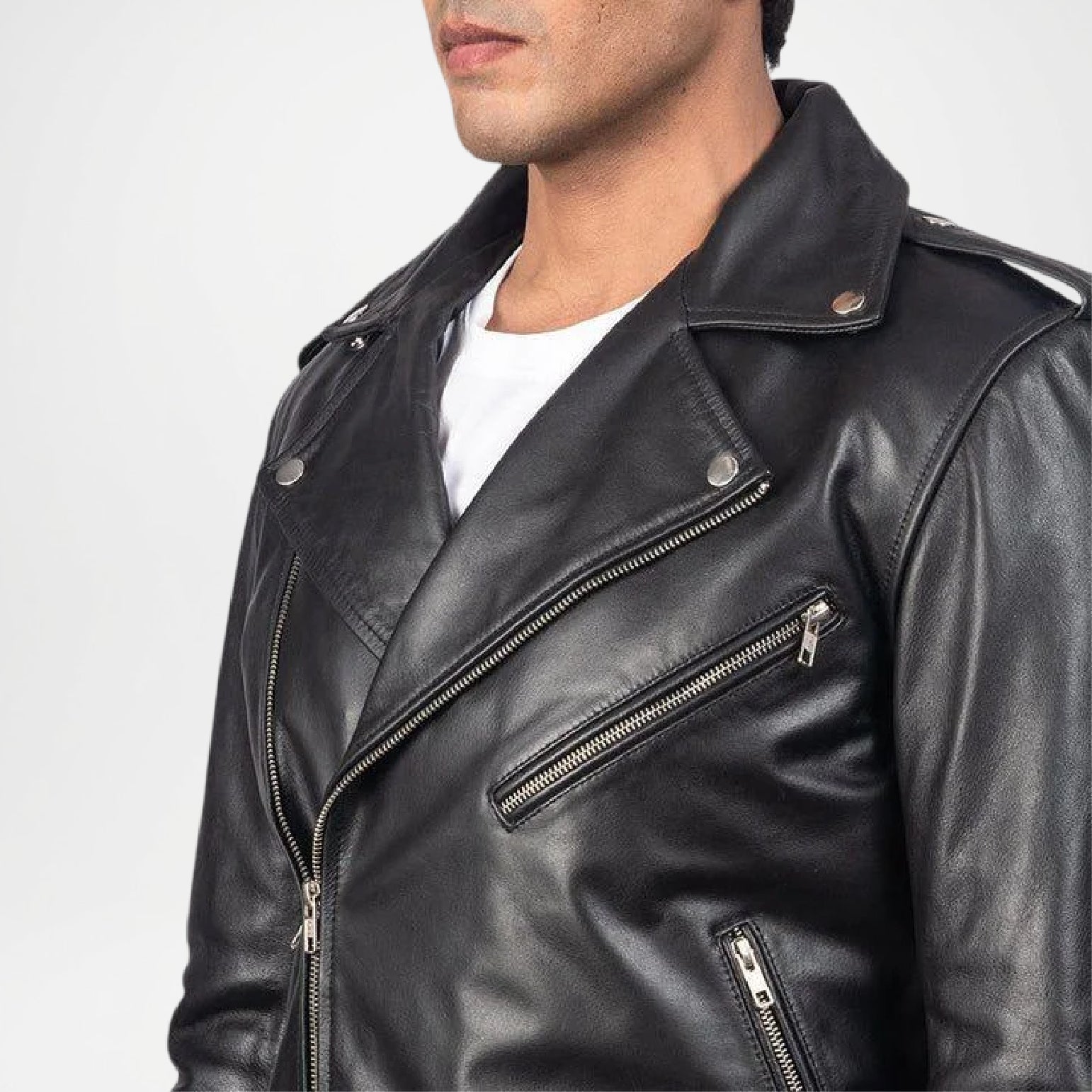 black leather mens moto jacket