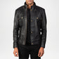 Classic Biker Style Men’s Black Leather Moto Jacket