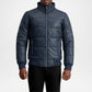 blue leather puffer