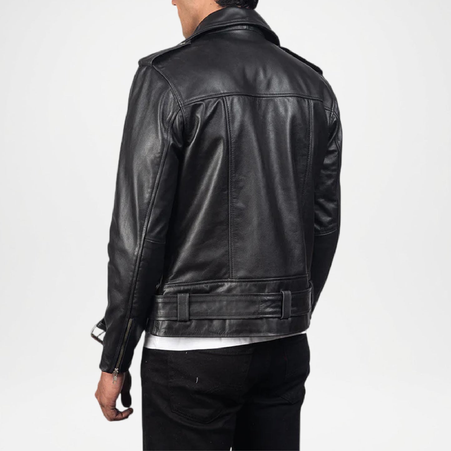 black leather mens motorcycle jacket