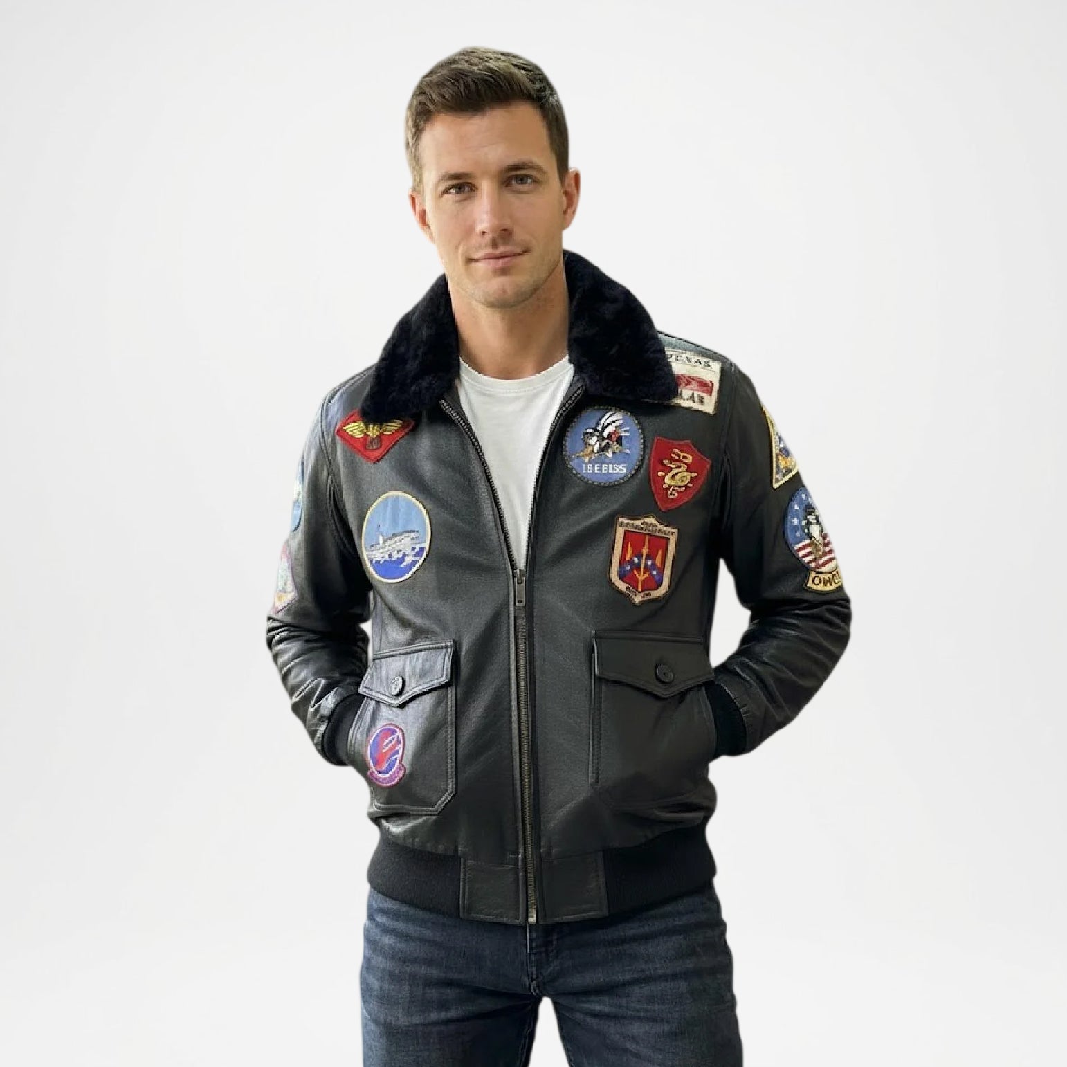 aero leather bomber jacket