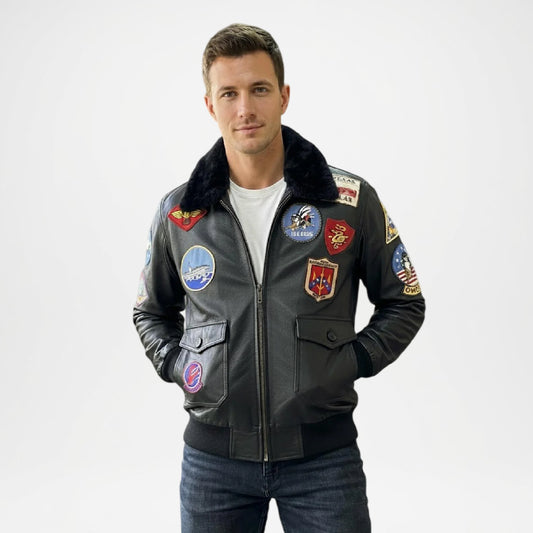 aero leather bomber jacket