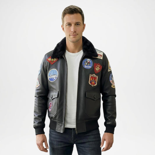 Aero G1 Leather Bomber Jacket Mens