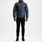 Blue Leather Puffer Jacket Mens