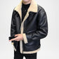black bomber jacket shearling collar