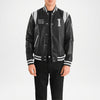 black and white leather letterman jacket
