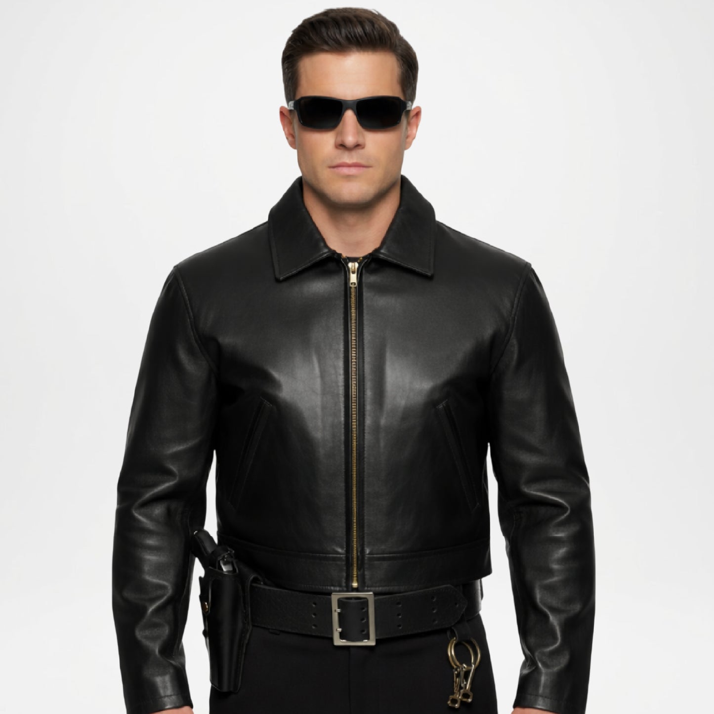 Black Police Leather Jacket