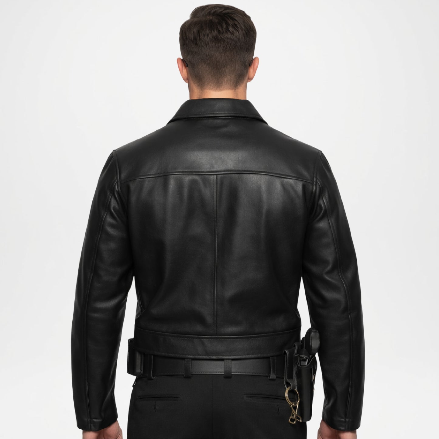 black leather jacket police
