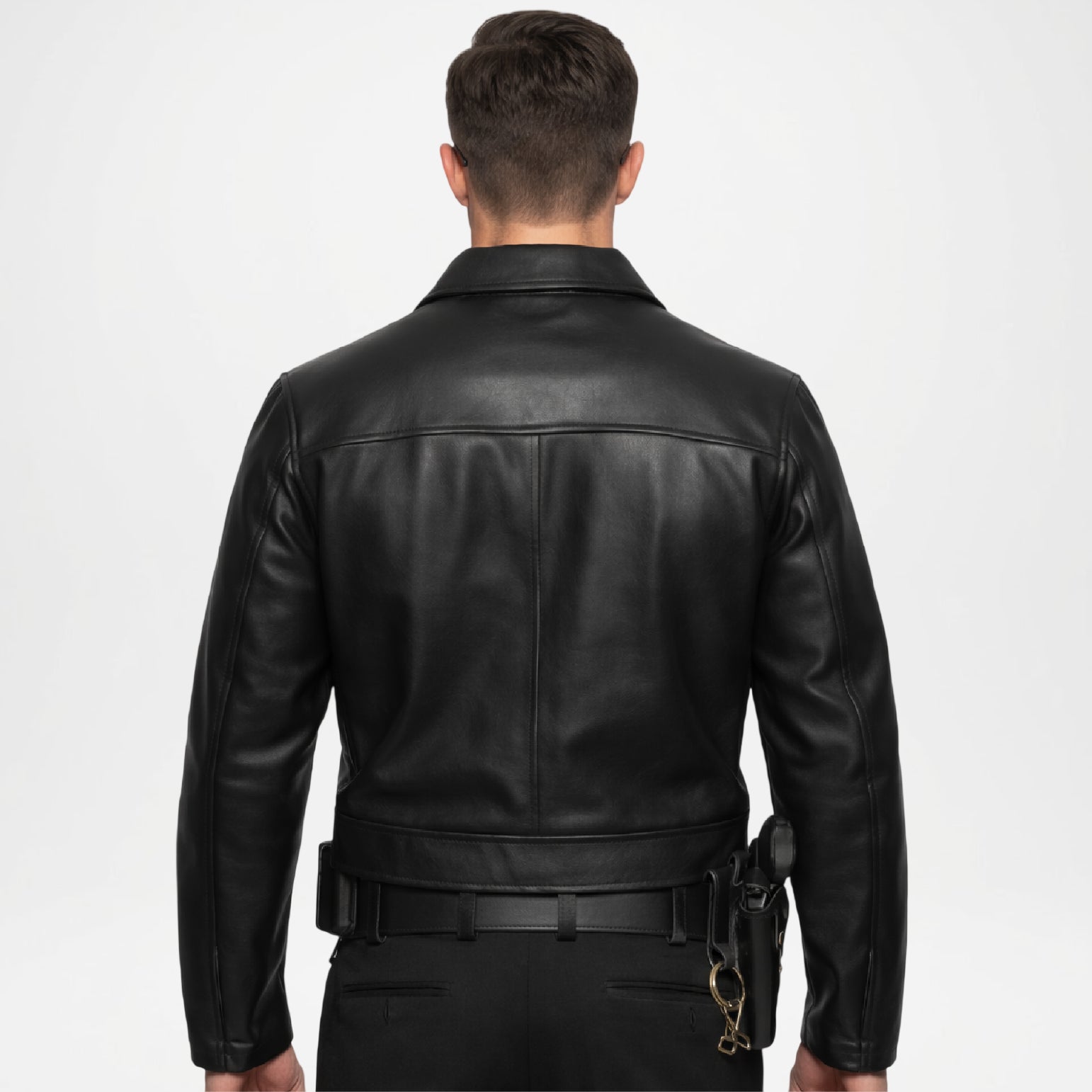 black leather jacket police