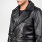Men’s Black Royson Leather Duster Coat