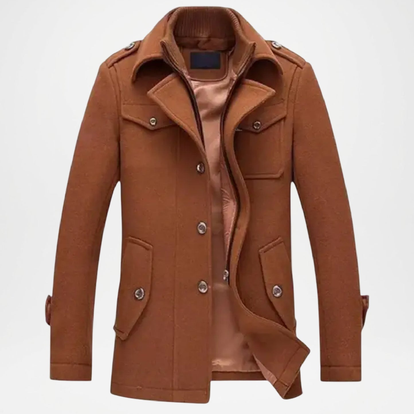 Men’s Brown Wool Overcoat Classic Fit