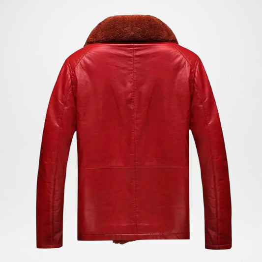 Men’s Red Double Breasted Leather Jacket
