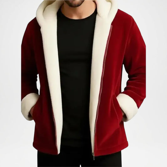 Red jacket with white lining 