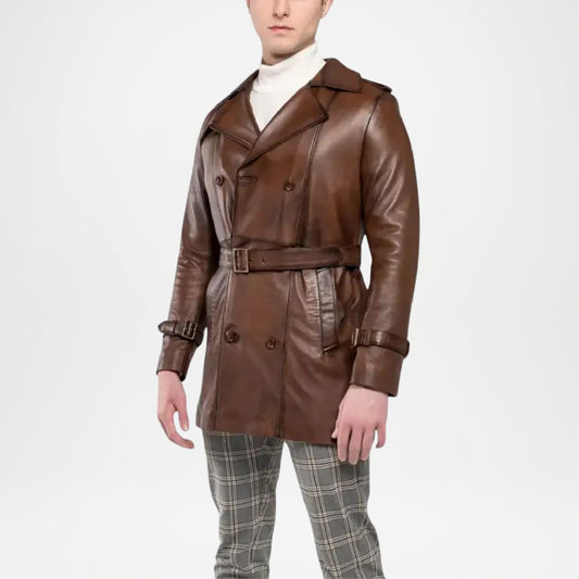 Men’s Brown Fenix Waxed Leather Coat