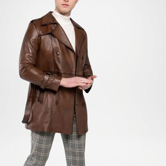 Men’s Brown Fenix Waxed Leather Coat