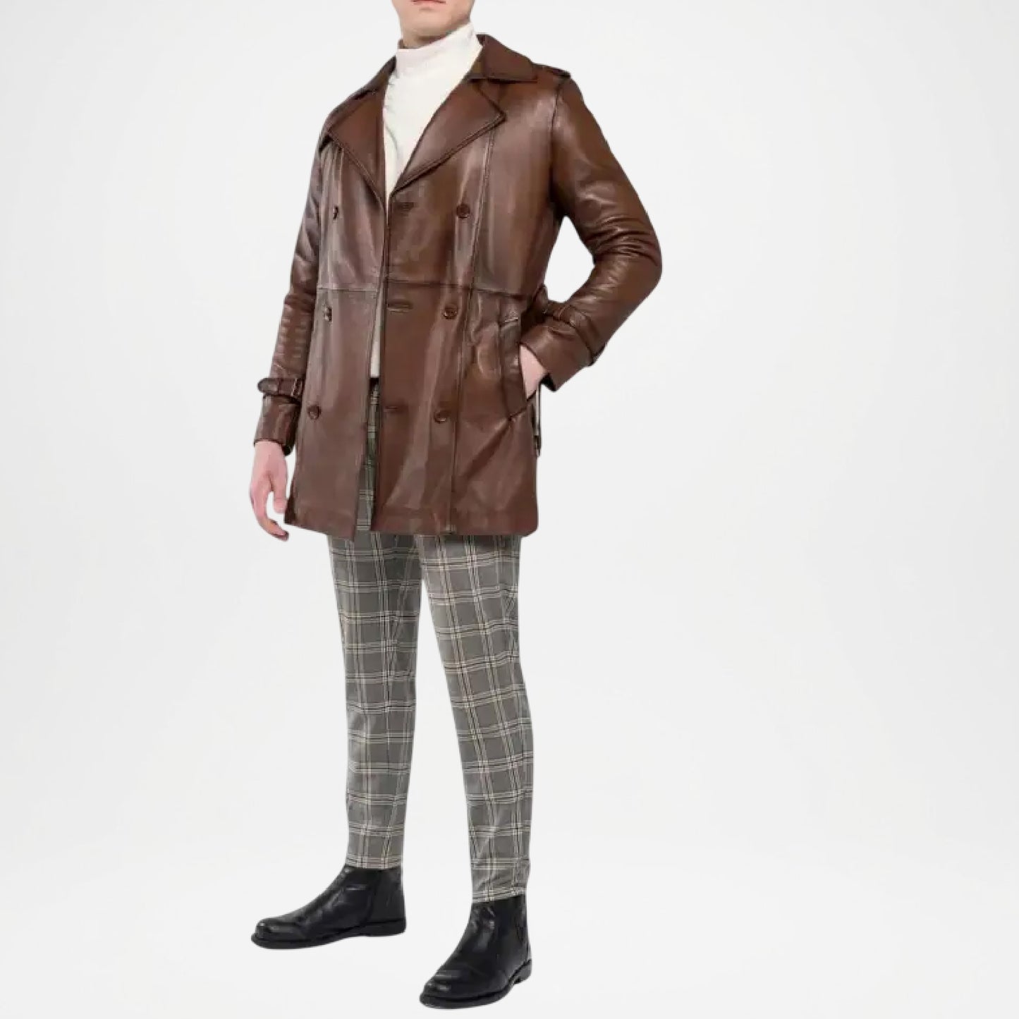Men’s Brown Fenix Waxed Leather Coat