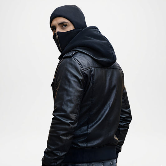 balaclava leather jacket