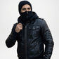 Men’s Black Balaclava Leather Bomber Jacket