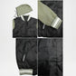 black hooded varsity jacket