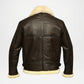 brown shearling leather bomber jacket