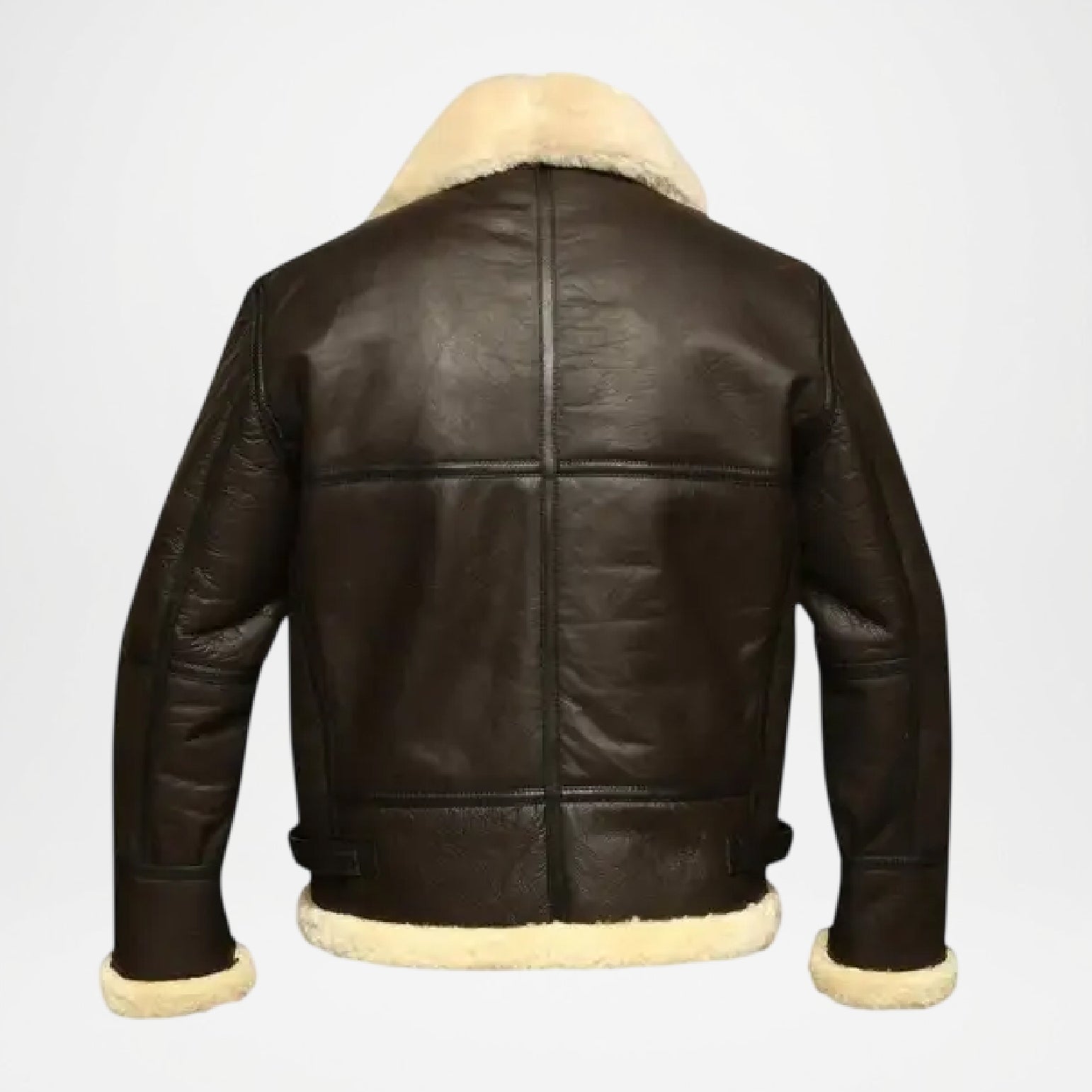 brown shearling leather bomber jacket