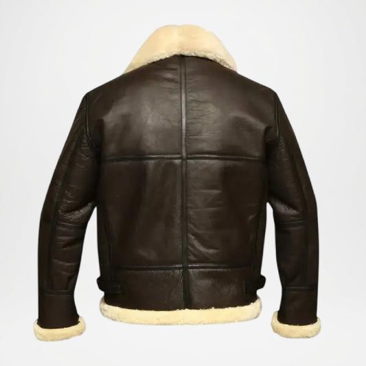 brown shearling leather bomber jacket