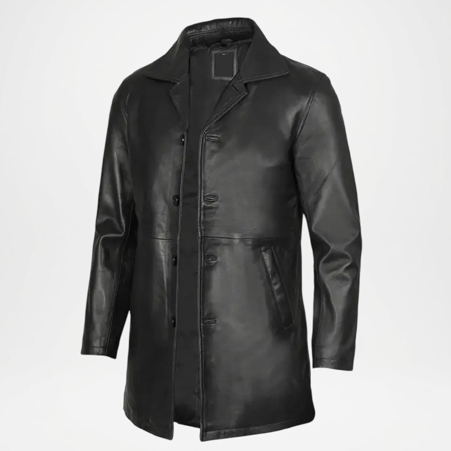 Men’s Black Leather Car Coat Modern Fit