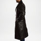 Hooligan Men’s Black Leather Trench Coat