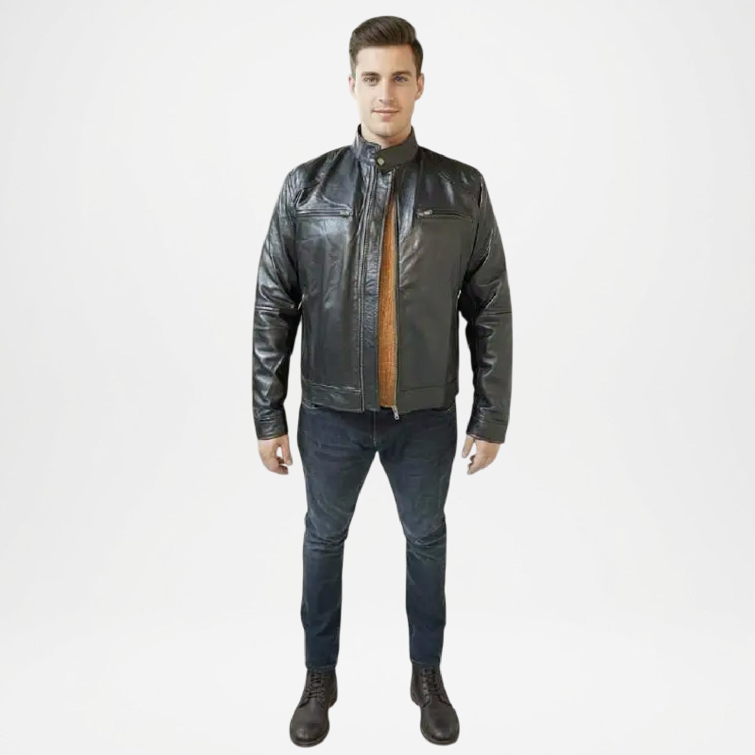 men's black racer leather jacket