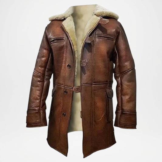 Vintage Men’s Brown Shearling Leather Fur Jacket