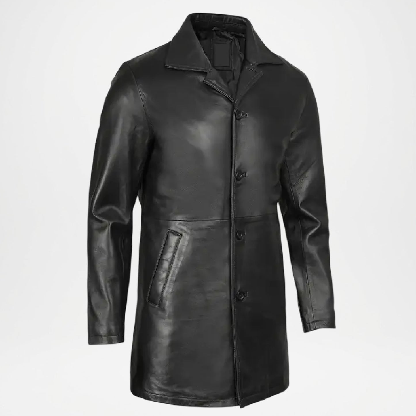 Men’s Black Leather Car Coat Modern Fit
