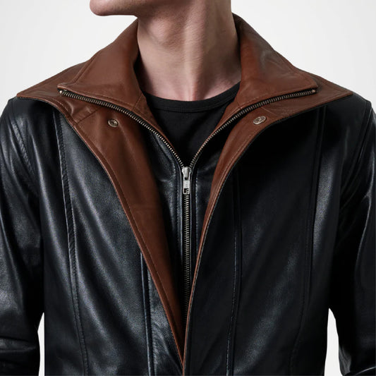 Men’s Black Quilted Leather Trench Coat