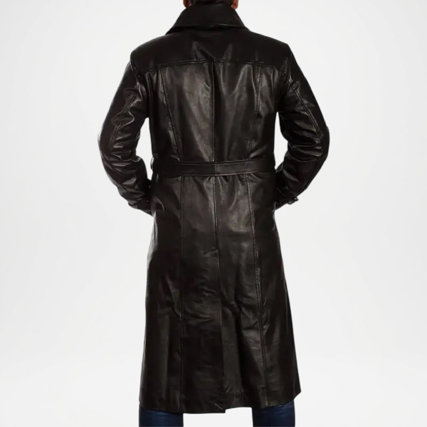 Hooligan Men’s Black Leather Trench Coat