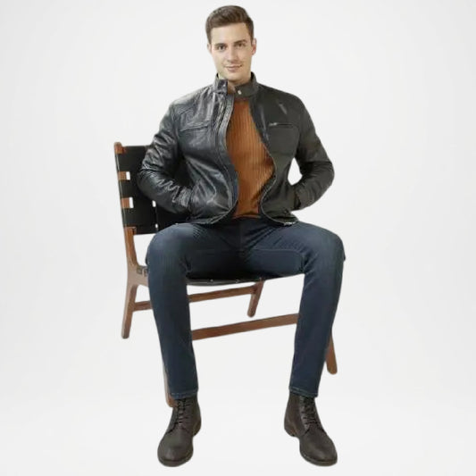 men's black racer jacket