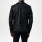 kole black biker leather jacket