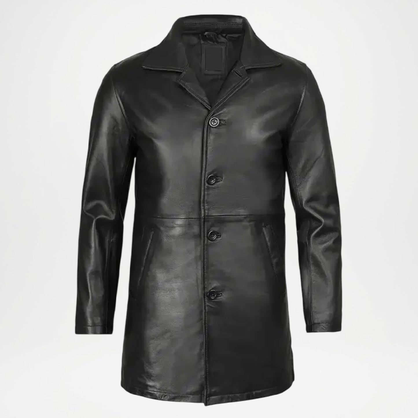 Men’s Black Leather Car Coat Modern Fit
