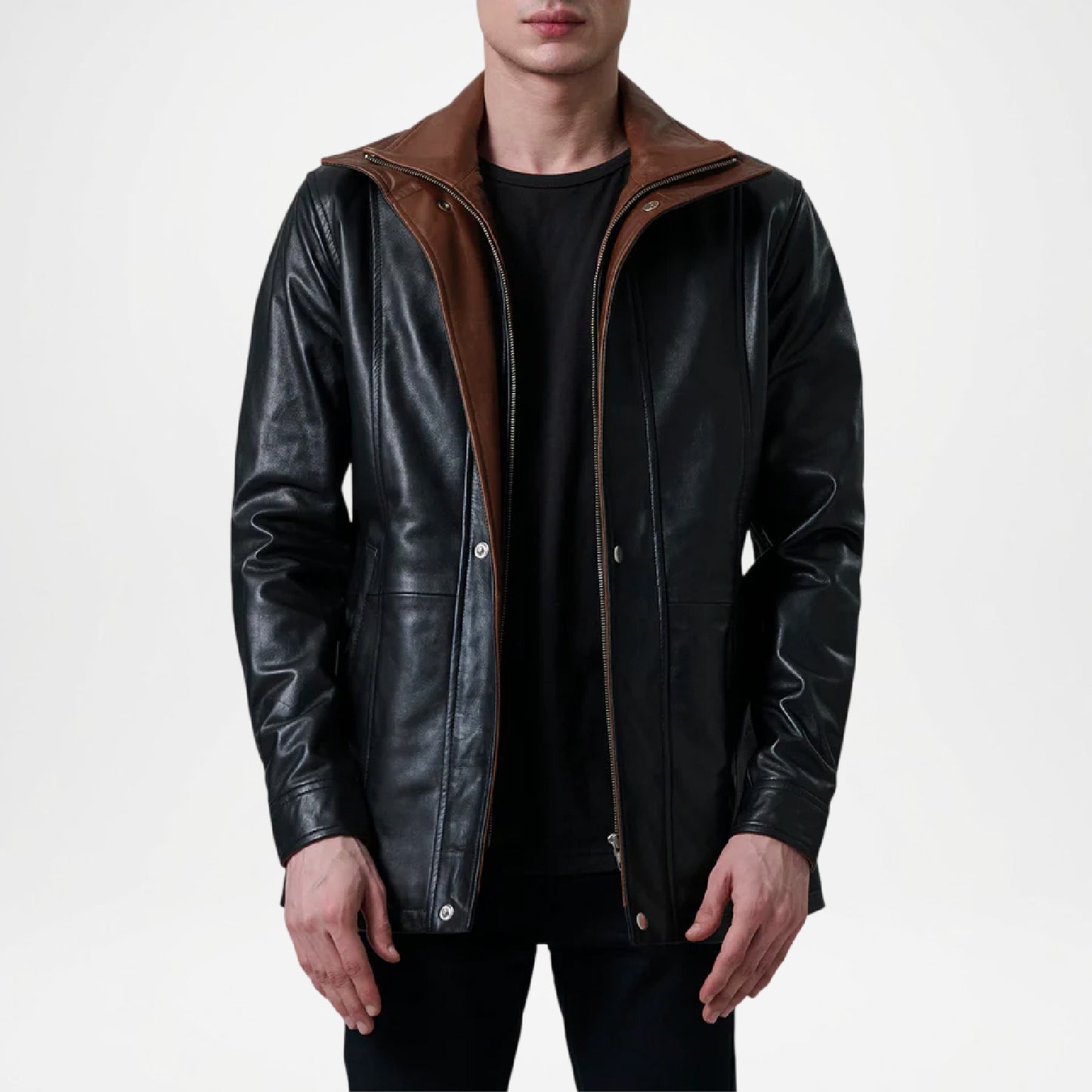 Men’s Black Quilted Leather Trench Coat